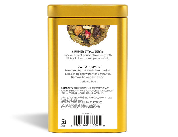 Summer Strawberry Loose Leaf Tea Canister - back view