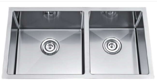 SUS304 Double Bowl Mini Nano Kitchen Sink c/w Roll Up Rack & Basket - Satin