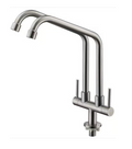 SUS304 Double Spout Pillar Sink Tap - Satin