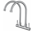 SUS304 Double Spout Wall Sink Tap - Satin