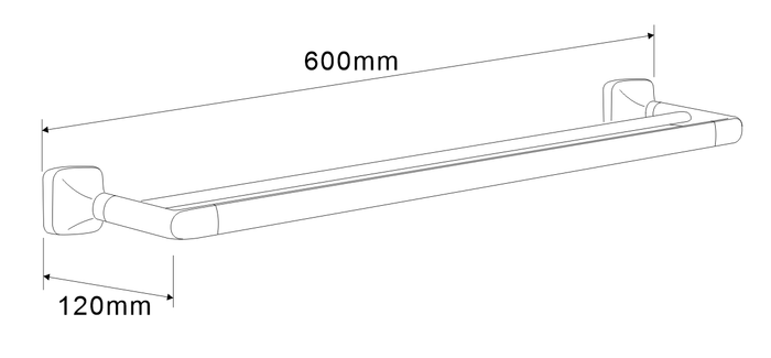 SUS304 Double Towel Bar (L600mm) - Matt Black