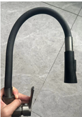 SUS304 Flexible Black Silicone Pillar Sink Tap - Satin