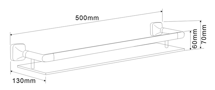 SUS304 Glass Shelf - Chrome