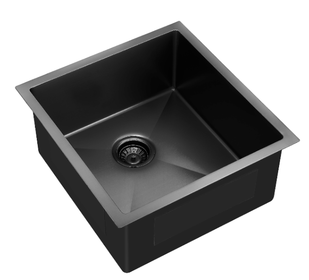 SUS304 Single Bowl Mini Nano Kitchen Sink c/w roll up rack & basket - Nano Black