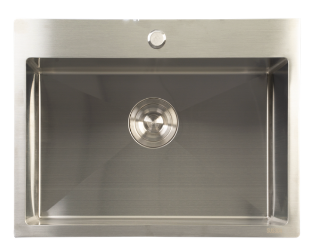 SUS304 Single Bowl Mini Nano Kitchen Sink c/w Roll Up Rack & Basket - Satin
