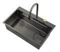 SUS304 Single Bowl Mini Nano Kitchen Sink c/w Tray, Basket and Chopping Board - Mini Black