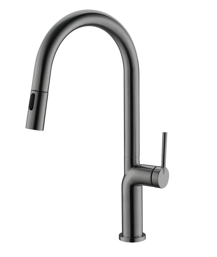 SUS304 Single Lever Pull-Down Pillar Sink Mixer - Grey