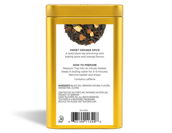 Sweet Orange Spice Tea Loose Leaf Tea Canister - back view