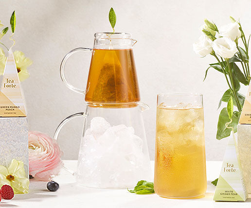 Iced Tea Pitcher Set with iced tea glass and infusers and flowers