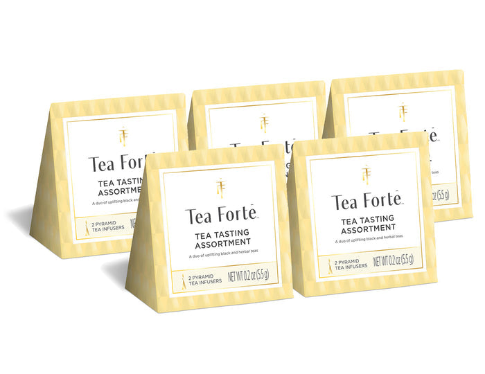 Tea Tasting Assortment Duo,s For Five Bundle, showing 5 boxes in rows