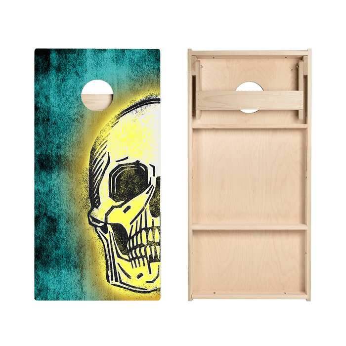 Teal And Red Skull Star Cornhole Boards, - American Cornhole Association