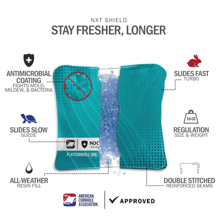 Teal NXT Shield Cornhole Bags, - American Cornhole Association