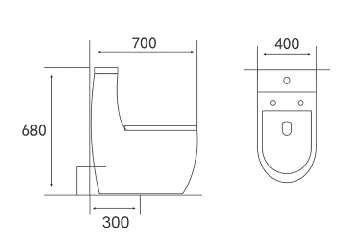TERQA Siphonic Spinning Flush WC Complete Set c/w UF Seat Cover (S-300mm) - White