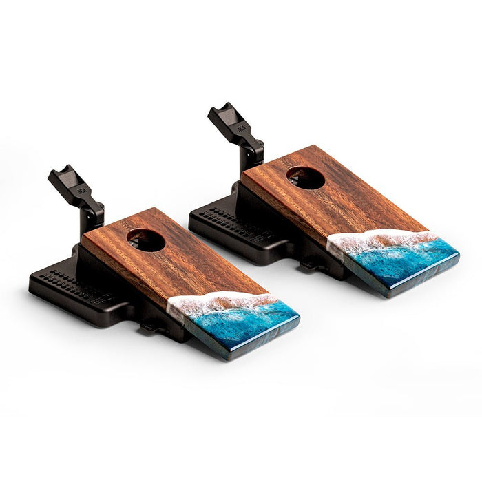 The Beach Epoxy Resin Double Chuck ART Mini Tabletop Cornhole Game - EGDC-01 | American Cornhole Association