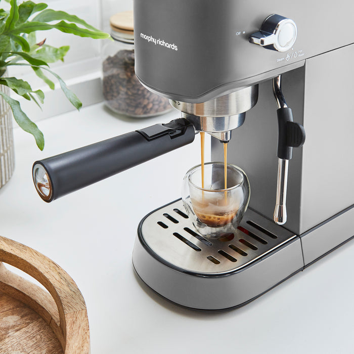 Traditional Compact Pump Espresso Coffee Machine - Grey