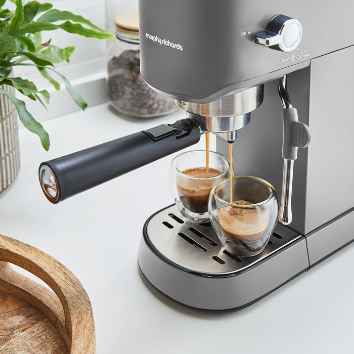 Traditional Compact Pump Espresso Coffee Machine - Grey