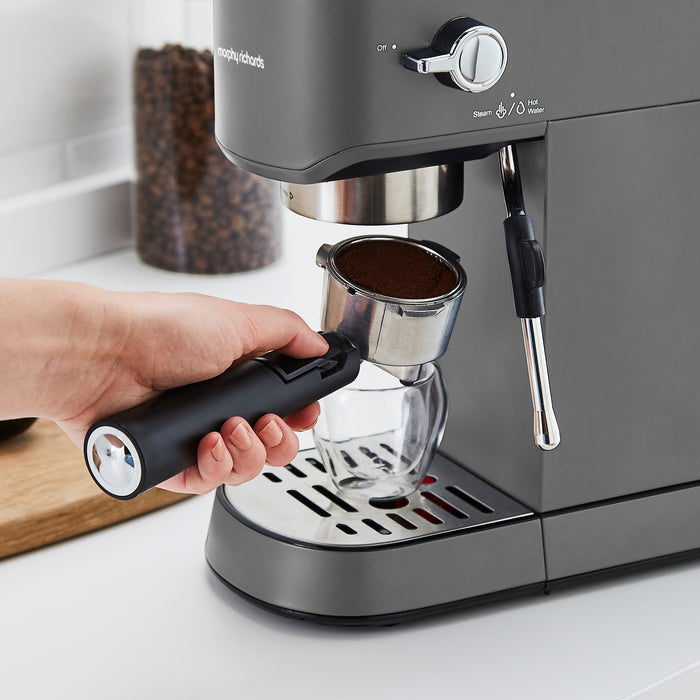 Traditional Compact Pump Espresso Coffee Machine - Grey