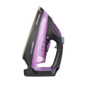 Purple and black steam iron on a white background