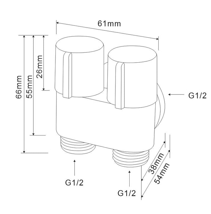 Two Way Angle Valve - Satin