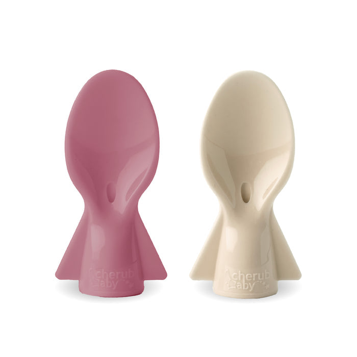 Universal Baby Food Pouch Spoons 2 pack - Dusty Rose & Sand