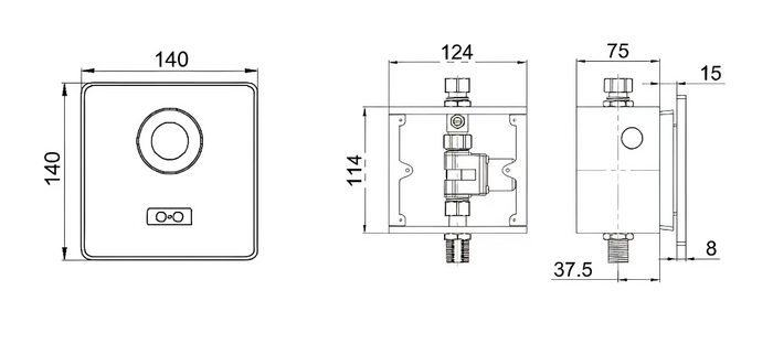 Urinal Sensor Flush Valve (DC+AC) - Chrome