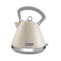 A cream-colored Vector Pyramid style electric kettle with a 3D patterned finish and a silver handle and spout cap.