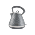 A gray Vector Pyramid style electric kettle with a 3D patterned finish and a 360° base.
