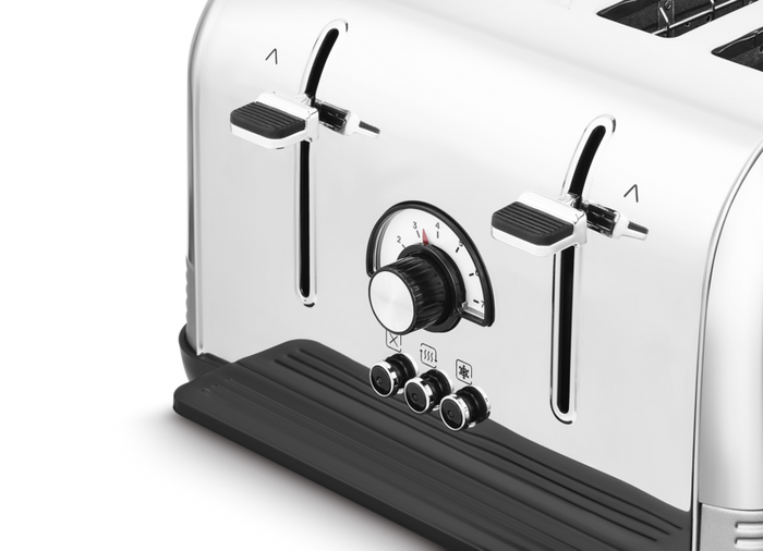 Venture Retro Silver 4 Slice Toaster - Tungsten