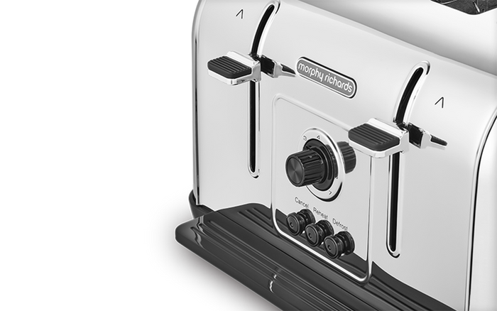 close up of toaster controls