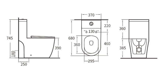 VIZION Washdown Spinning Flush WC Complete Set with UF Seat Cover (S-250mm) - White
