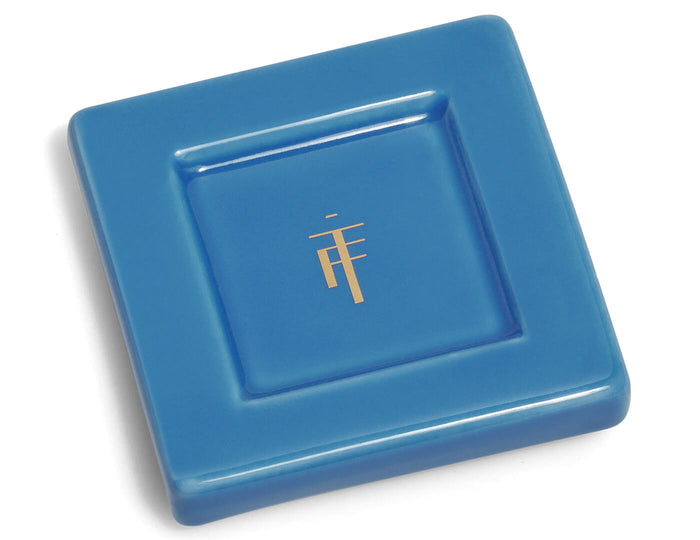 Tea Tray in Mystic Blue, shown from above