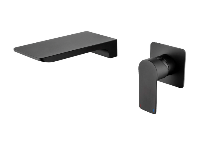 Wall Mounted 2 Hole Basin Mixer - Matt Black