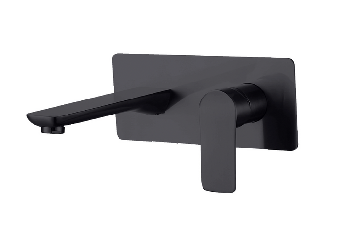Wall Mounted 2 Hole Basin Mixer with Backplate - Grey