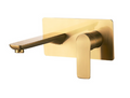 Wall Mounted 2 Hole Basin Mixer with Backplate - Matt Gold