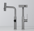 Waterfall Pillar Sink Mixer - Grey