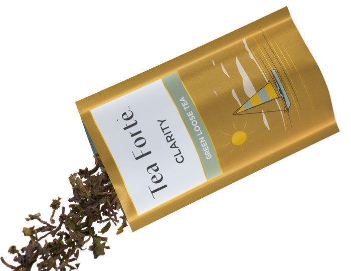 Tea Forte Wellbeing Single Steeps® Sampler  loose tea pouch pouring out tea
