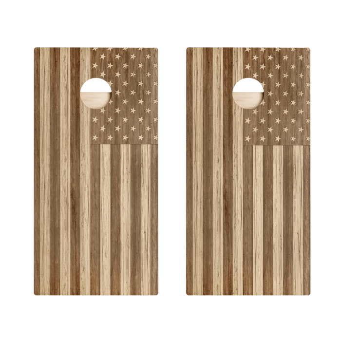 Wood American Flag Star Cornhole Boards, - American Cornhole Association
