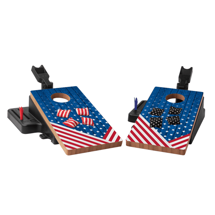 Wooden American Flag Double Chuck Mini Cornhole Tabletop Game, - American Cornhole Association