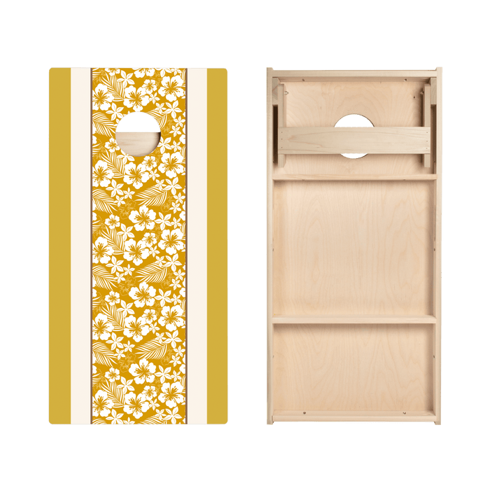 Yellow Hawaiian Hibiscus Star Cornhole Boards, - American Cornhole Association