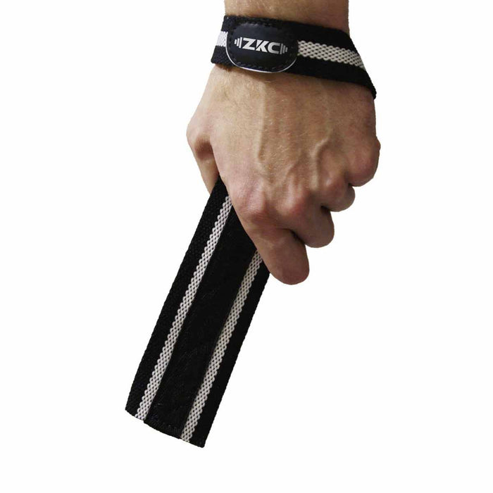 Zhang Kong ZKC Black/White Weightlifting Straps, Normal - Cotton - Strength Shop